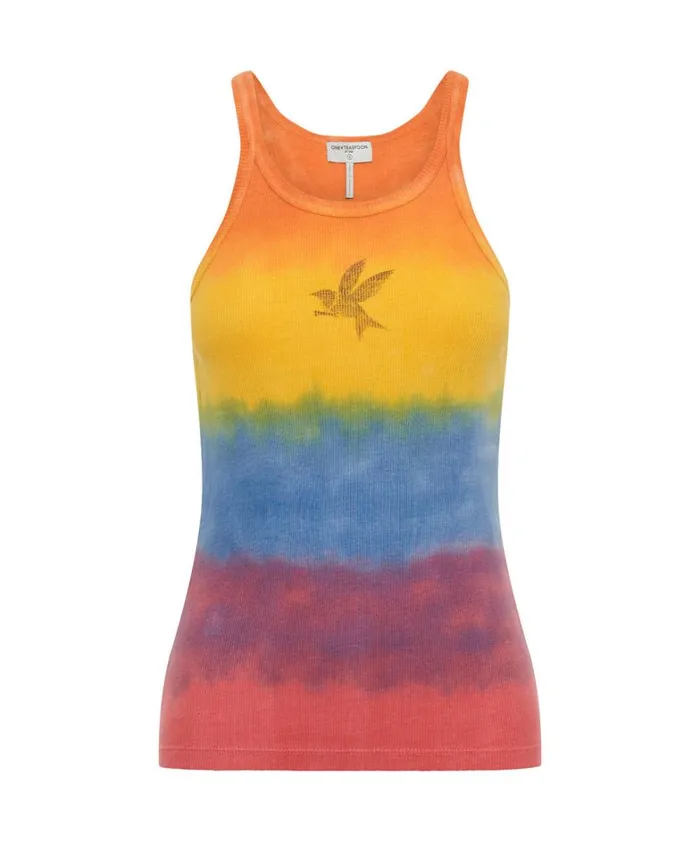 One Teaspoon Tees and Tanks SUNSET STRIPE RIB SINGLET 8211 Women