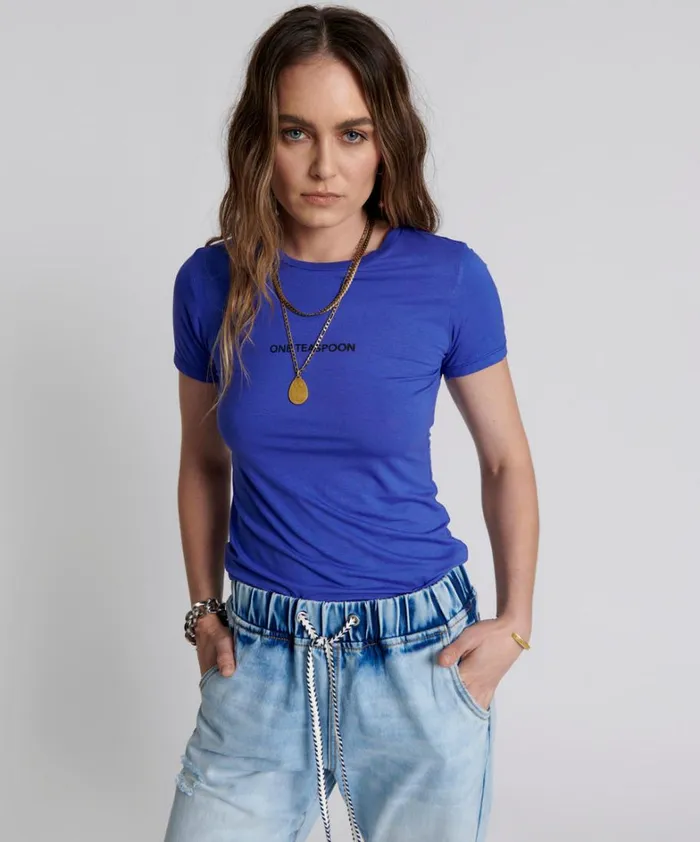 One Teaspoon Tees and Tanks VIOLET LOGO FITTED TEE 8211 Women