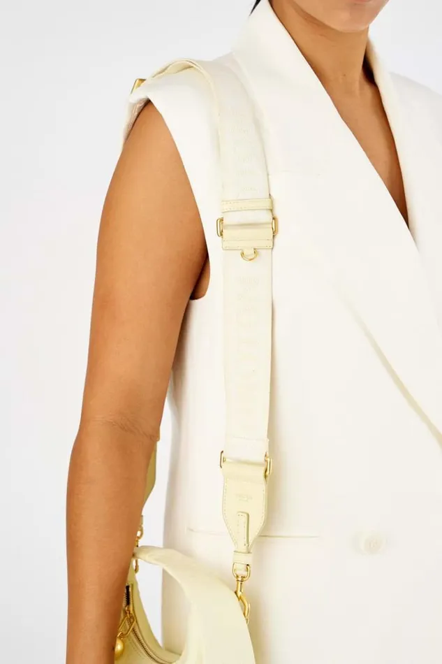 Oroton Bag Straps Accessories Fife Webbing Strap Lemon Butter