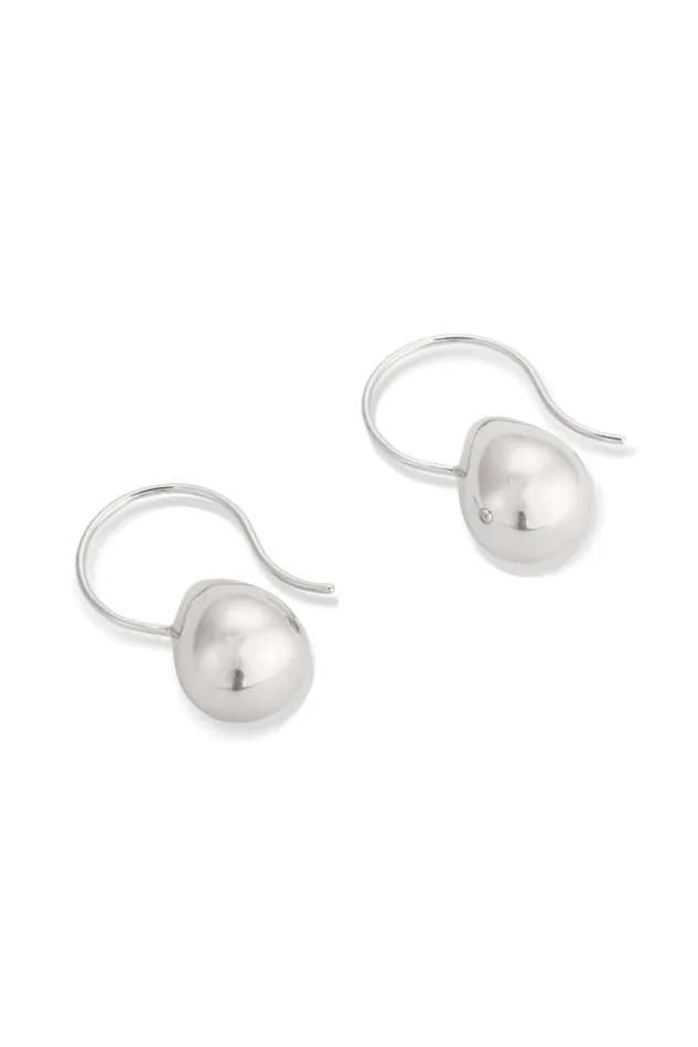 Oroton Earrings Jewellery Bonnie Tear Drop Bead Earrings Silver