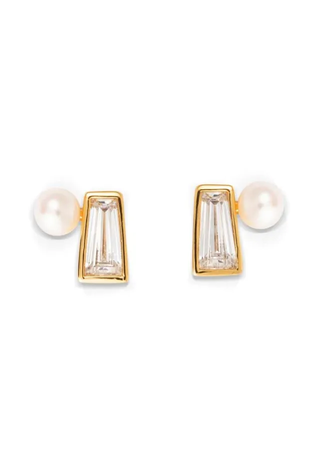 Oroton Earrings Jewellery Calypso Pearl Stud 18k Gold