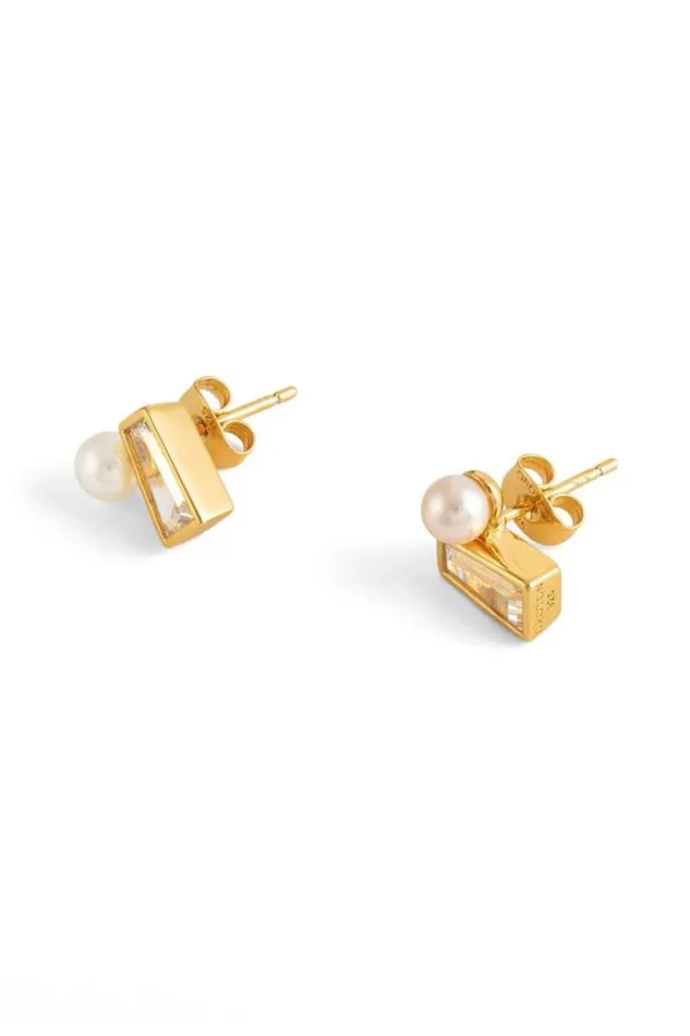 Oroton Earrings Jewellery Calypso Pearl Stud 18k Gold