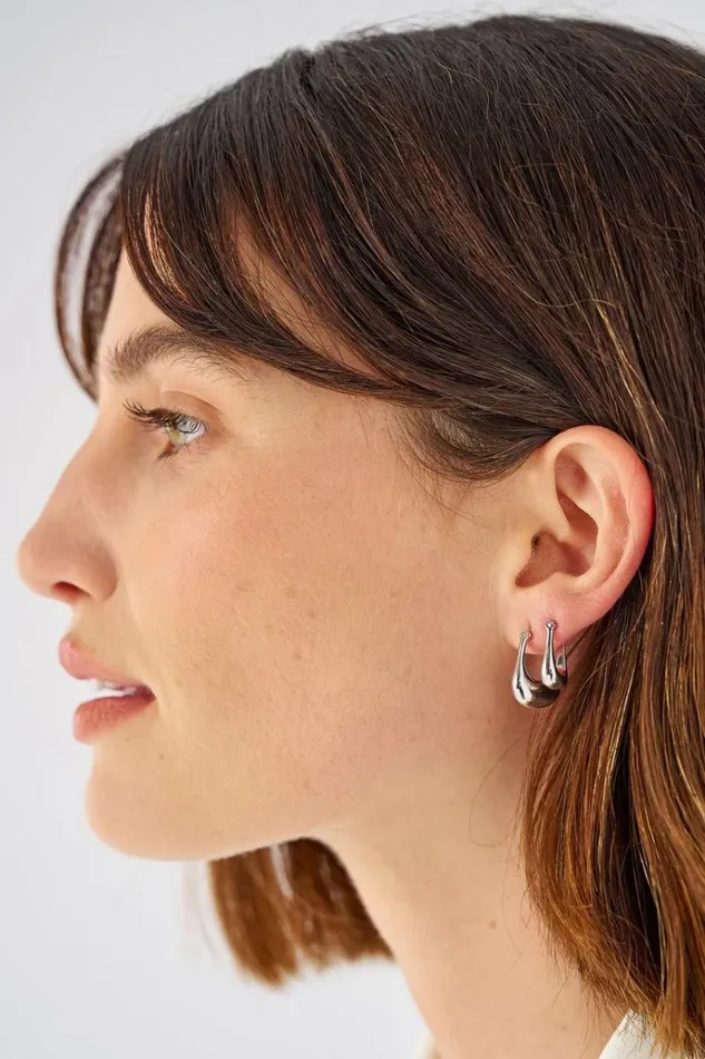 Oroton Earrings Jewellery Kora Hoops Silver