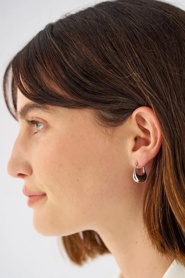 Oroton Earrings Jewellery Kora Hoops Silver