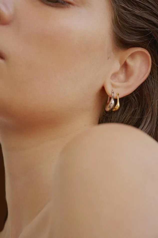 Oroton Earrings Jewellery Kora Hoops Silver