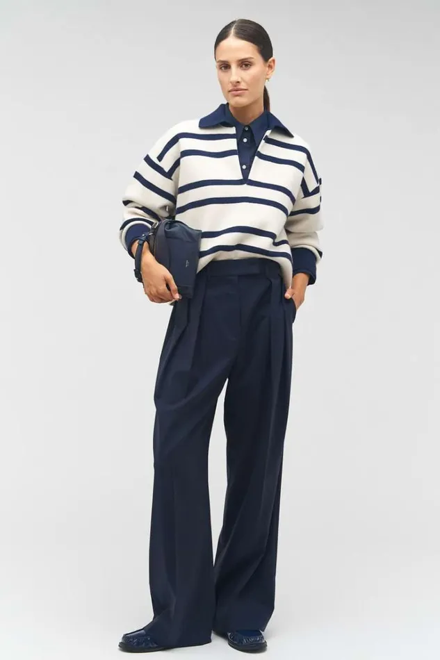 Oroton Knitwear Women Stripe Polo North Seacream