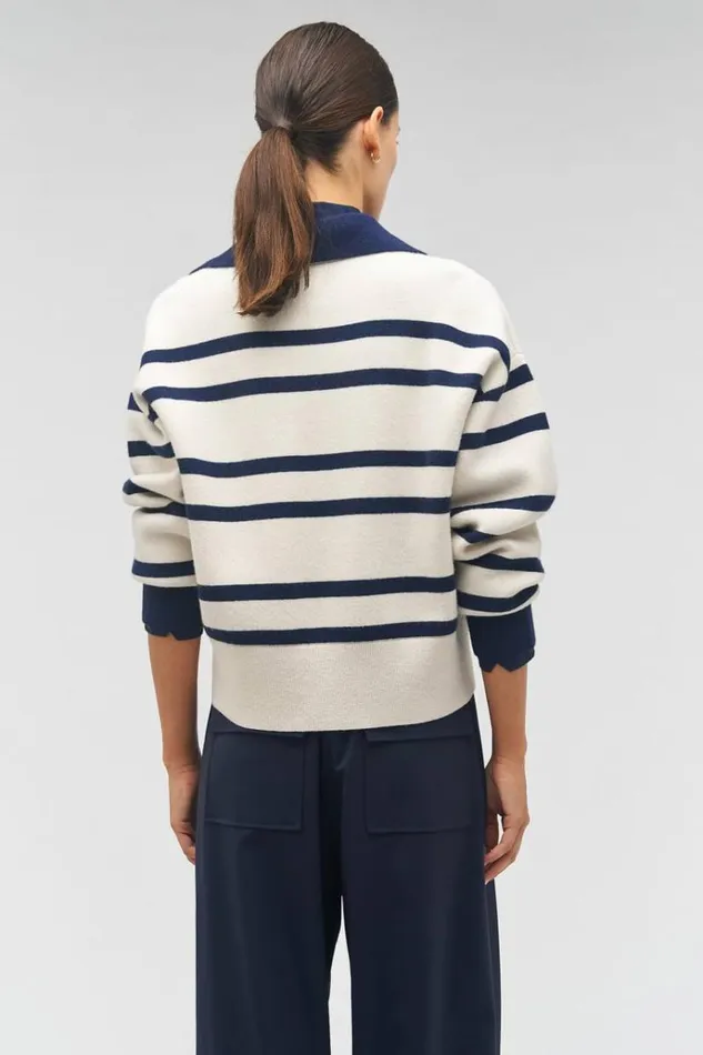 Oroton Knitwear Women Stripe Polo North Seacream