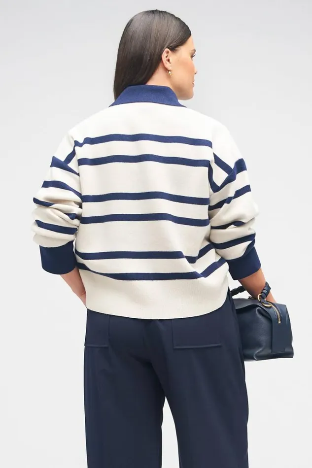 Oroton Knitwear Women Stripe Polo North Seacream