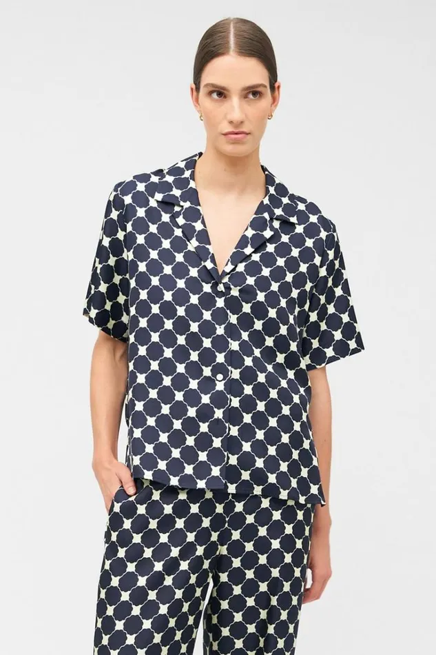 Oroton Sets Women Penny Flower Camp Shirt North Sea