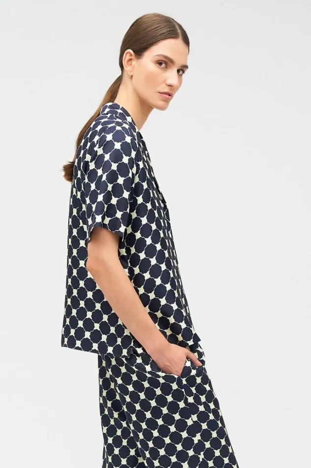 Oroton Sets Women Penny Flower Camp Shirt North Sea