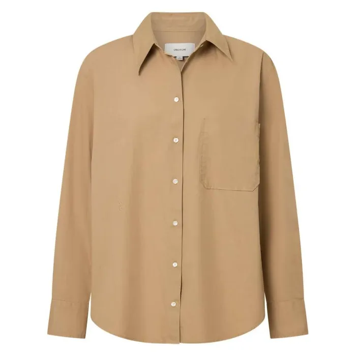 Oroton Sets Women Poplin Long Sleeve Shirt Camel