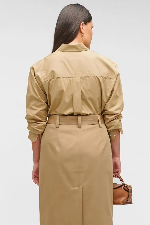 Oroton Sets Women Poplin Long Sleeve Shirt Camel