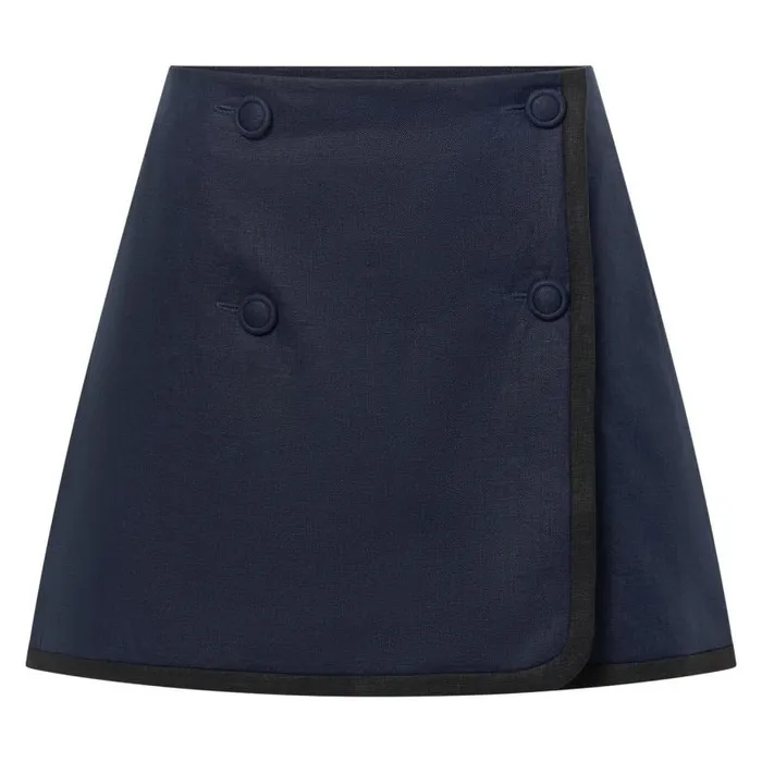 Oroton Skirts Women Contrast Bind Double Breasted Mini Skirt North Sea