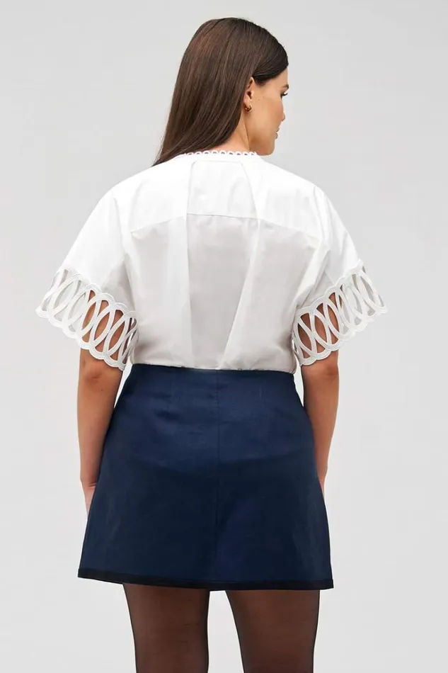 Oroton Skirts Women Contrast Bind Double Breasted Mini Skirt North Sea
