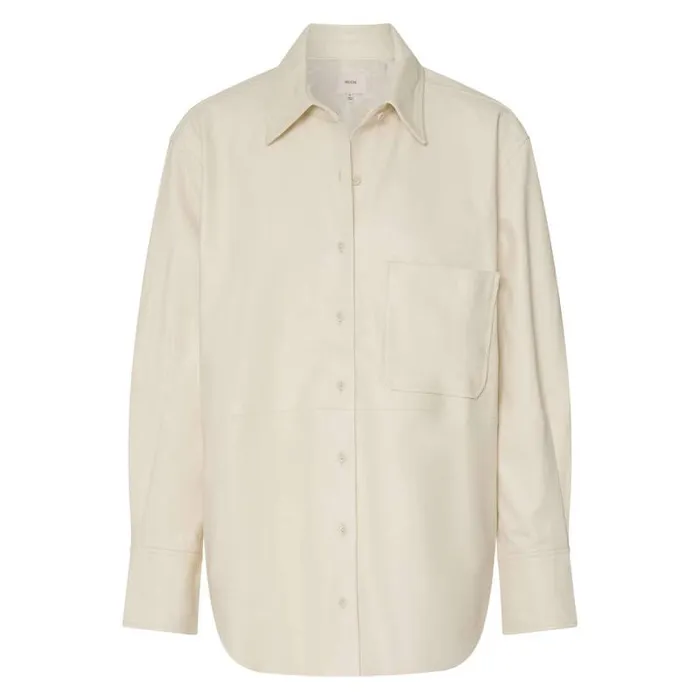 Oroton Tops Women Leather Overshirt Paper White