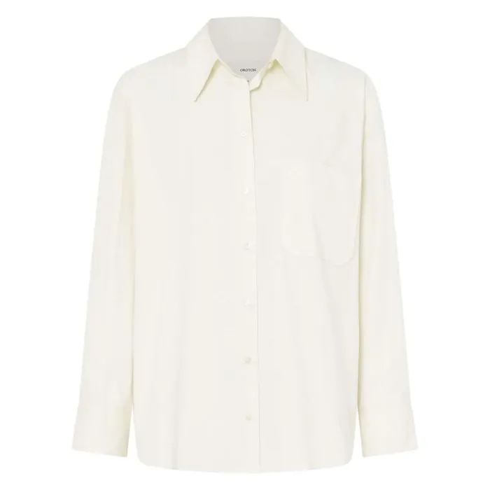 Oroton Tops Women Poplin Long Sleeve Shirt Cream