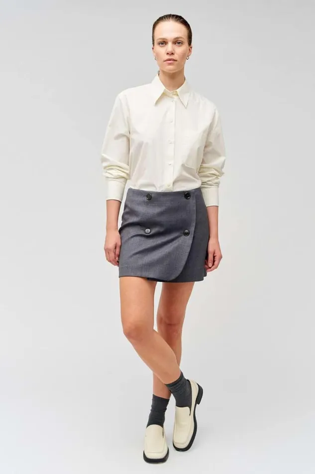 Oroton Tops Women Poplin Long Sleeve Shirt Cream
