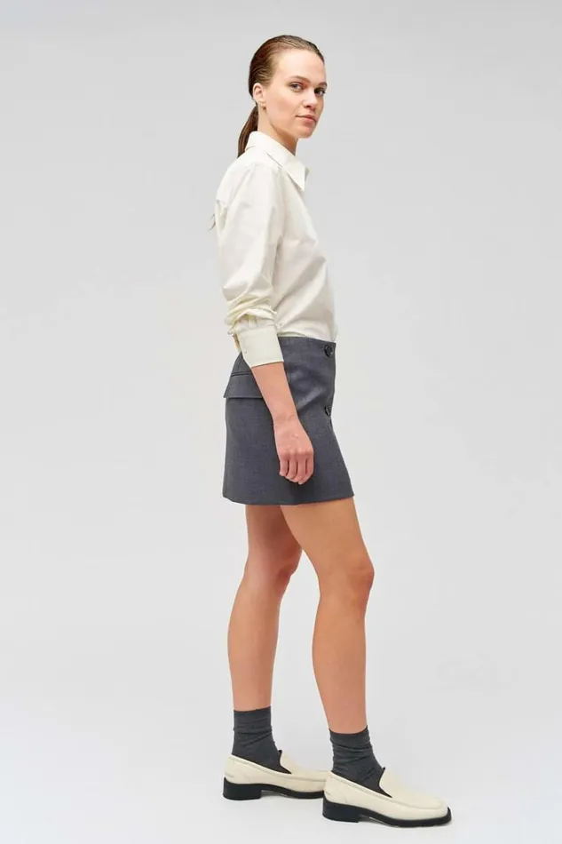 Oroton Tops Women Poplin Long Sleeve Shirt Cream