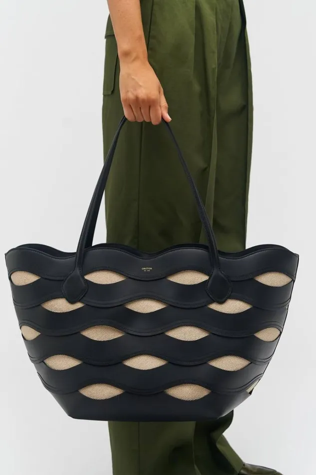 Oroton Totes Women Leigh Ric Rac Medium Tote Black