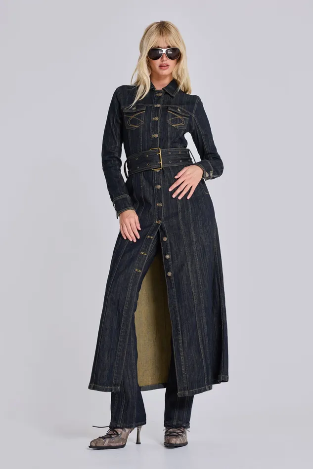 Outerwear Jaded London Women Trinity Fitted Denim Coat