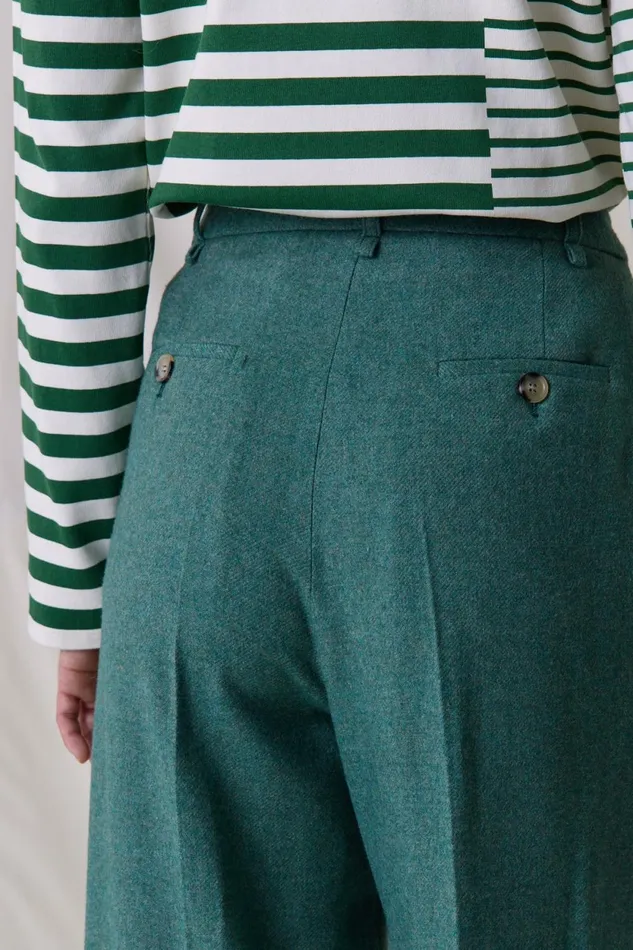 Pants and Jeans Women Leon and Harper Popsi Plain Trousers Green