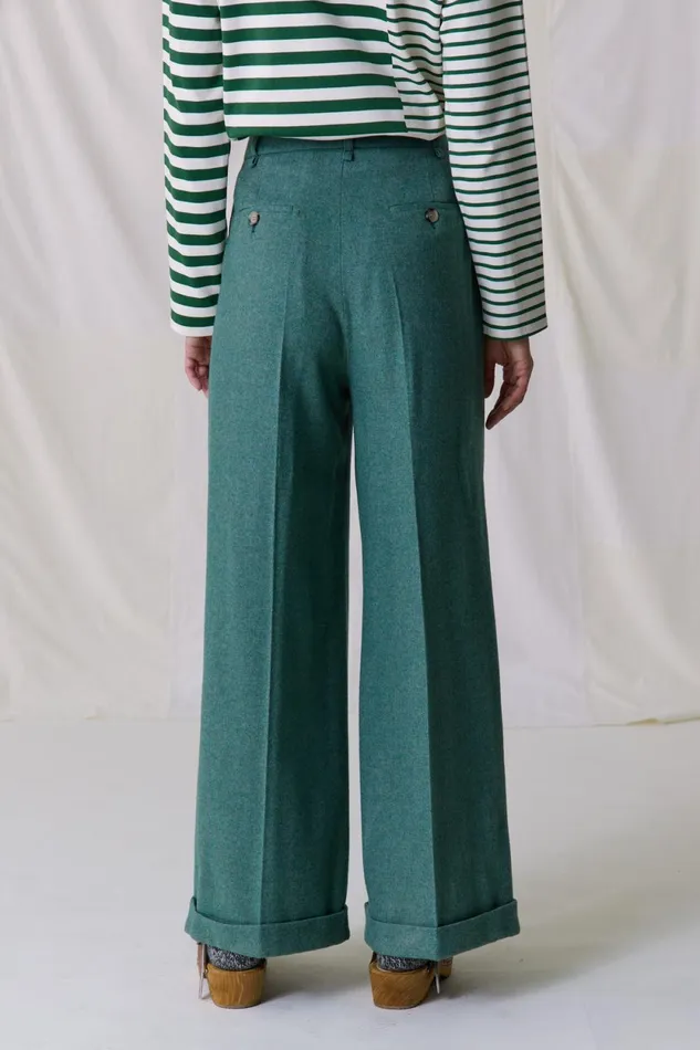 Pants and Jeans Women Leon and Harper Popsi Plain Trousers Green