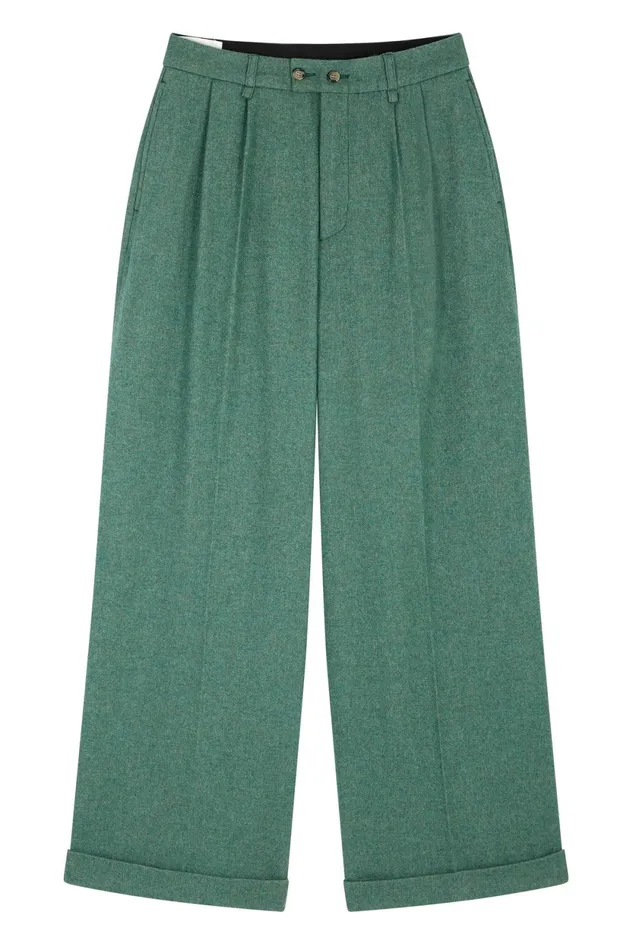 Pants and Jeans Women Leon and Harper Popsi Plain Trousers Green