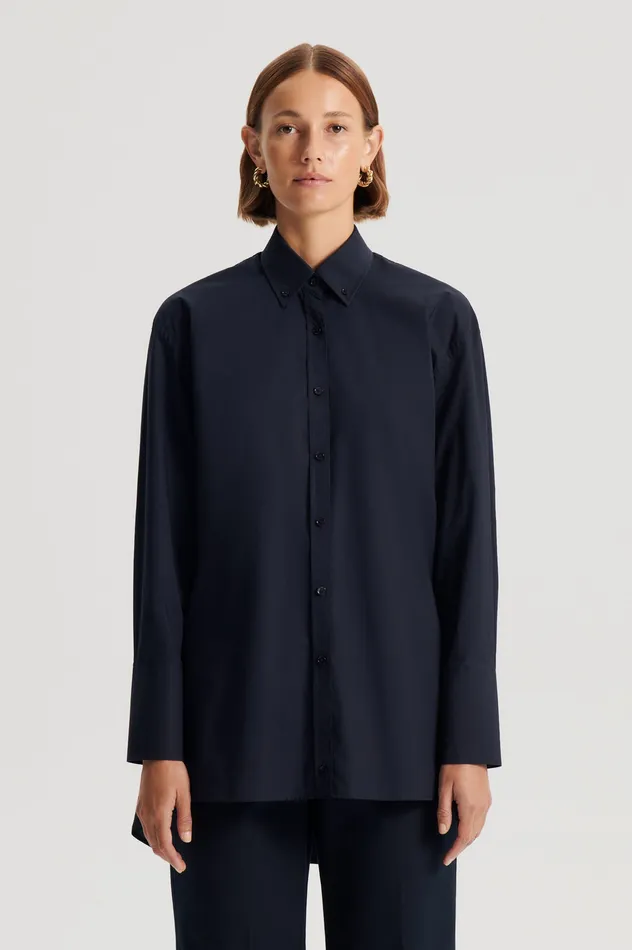 PARACHUTE COTTON SHIRT NAVY Women Shirts Scanlan Theodore PARACHUTE COTTON SHIRT NAVY Women Shirts Scanlan Theodore