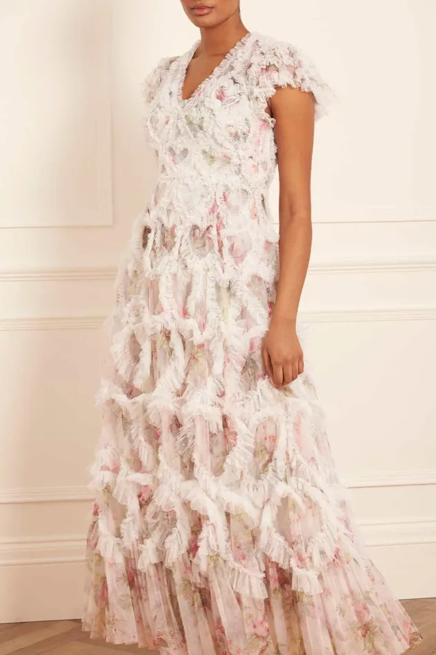 Paradise Garden Amorette VNeck Gown Multi Women Needle and Thread Dresses