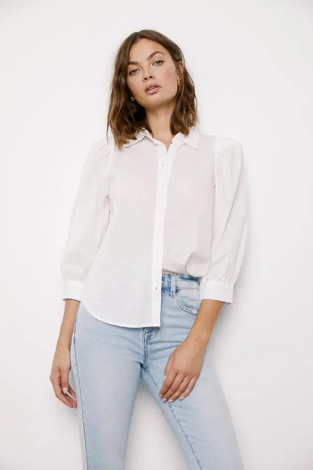 Pistola Denim Ariella Puff Sleeve Shirt 8211 Le Blanc Women Tops