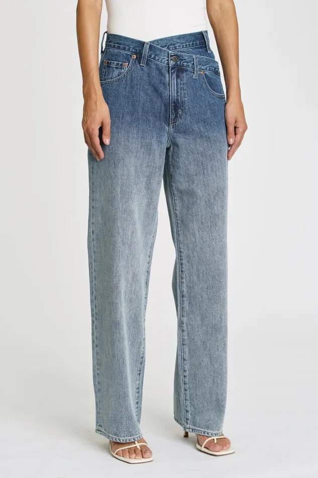 Pistola Denim Bobbie High Rise Wide Leg Crossover 8211 Indigo Ombre Women Denim