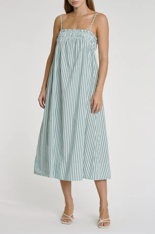 Pistola Denim Farrah Ruffle Top Dress 8211 Forest Stripe Women Jumpsuits and Dresses