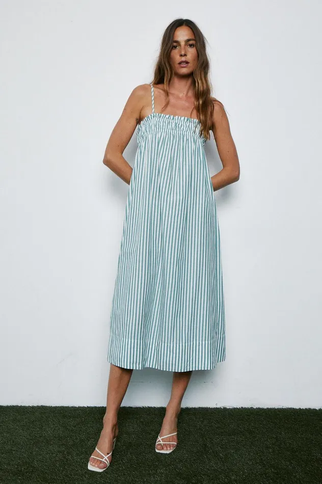 Pistola Denim Farrah Ruffle Top Dress 8211 Forest Stripe Women Jumpsuits and Dresses