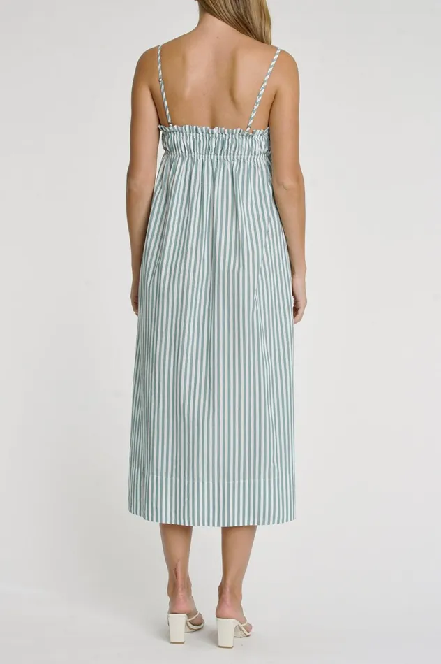 Pistola Denim Farrah Ruffle Top Dress 8211 Forest Stripe Women Jumpsuits and Dresses