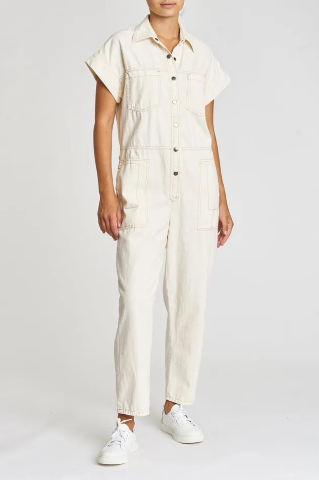 Pistola Denim Naomi Sleeveless Jumpsuit 8211 Ecru Women Jumpsuits and Dresses