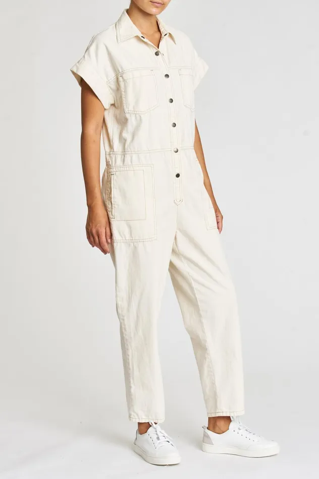 Pistola Denim Naomi Sleeveless Jumpsuit 8211 Ecru Women Jumpsuits and Dresses