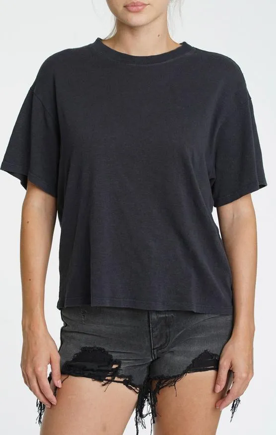 Pistola Denim Palmer Hemp Boxy Tee 8211 Black Stone Women Tops