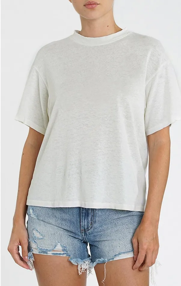 Pistola Denim Palmer Hemp Boxy Tee 8211 Ivory Women Tops