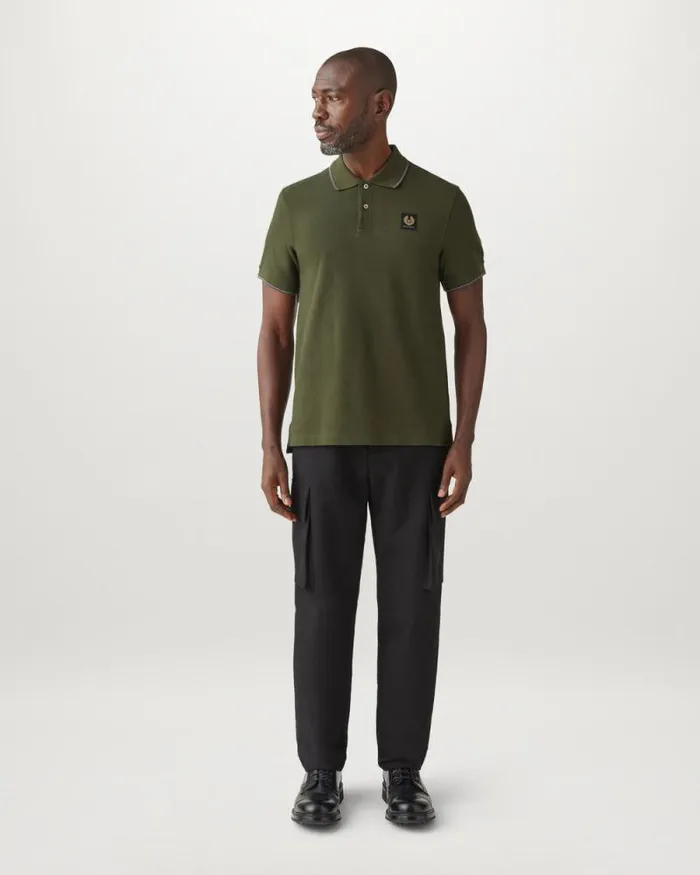 Polo Shirts Men Belstaff Double Tipped Polo Tile Green Polo Shirts Men Belstaff Double Tipped Polo Tile Green