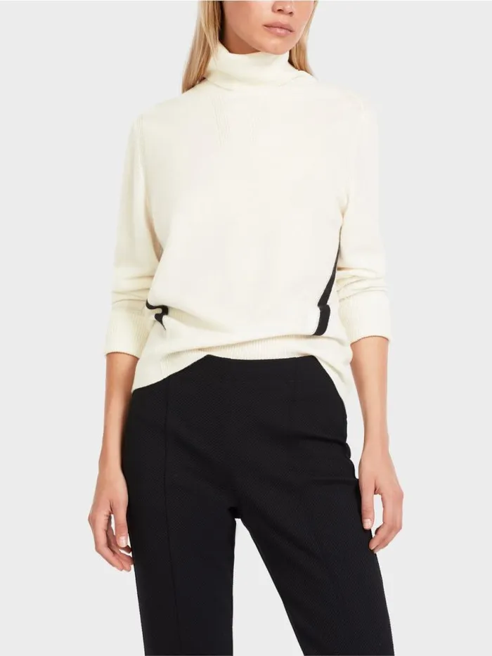 Pullover and Sweatshirts Damen Marc Cain Rollkragenpulli 034Rethink Together034 Offwhite