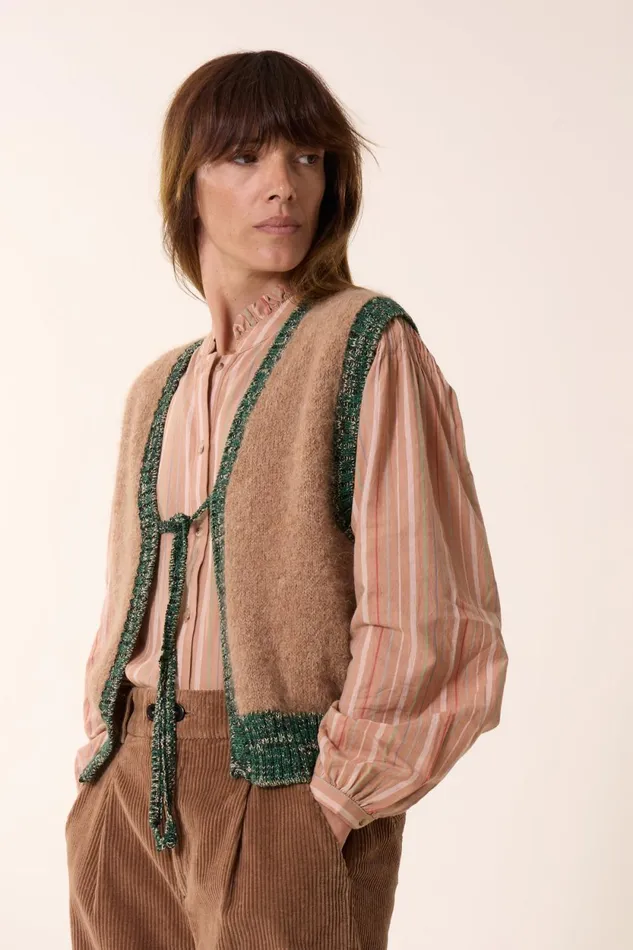 Pulls and Vests Women Leon and Harper Milly Pln Cardigan Beige