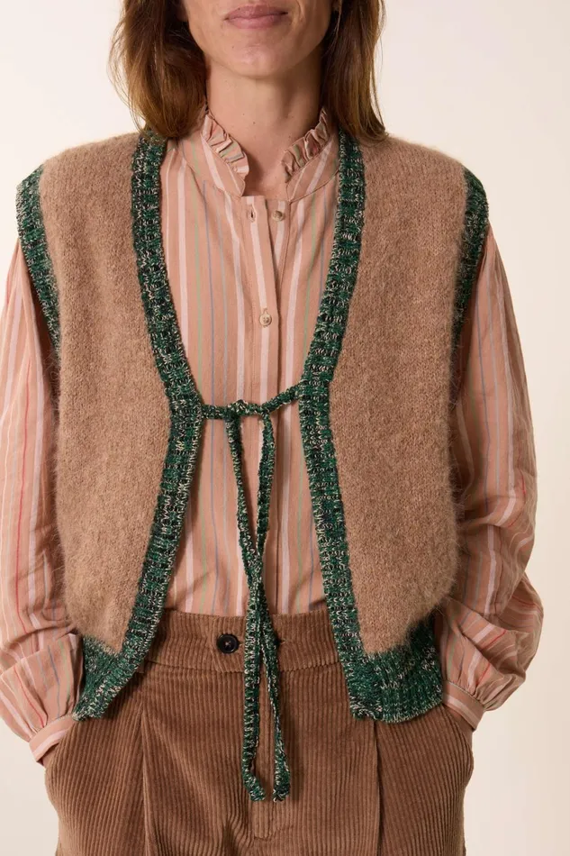 Pulls and Vests Women Leon and Harper Milly Pln Cardigan Beige