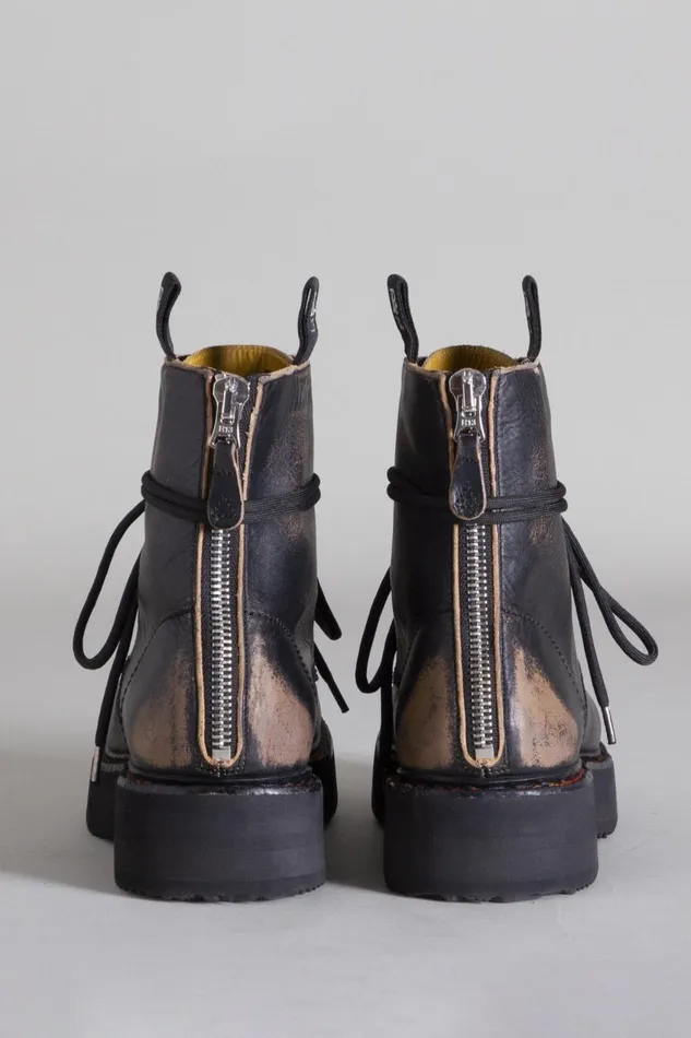 R13 Boots Women Single Stack Lace Up Boots Deinm
