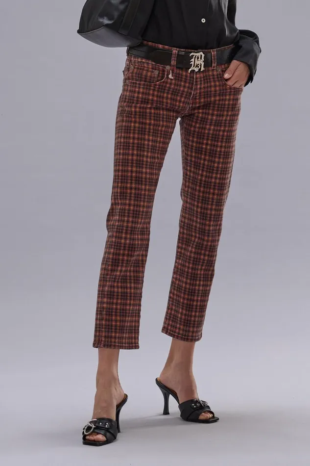 R13 Boy Straight Women BOY STRAIGHT JEAN 8211 PRINTED AUBURN PLAID