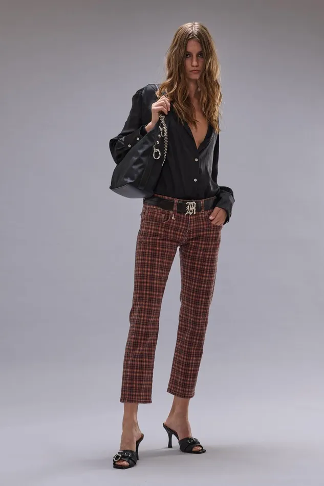 R13 Boy Straight Women BOY STRAIGHT JEAN 8211 PRINTED AUBURN PLAID