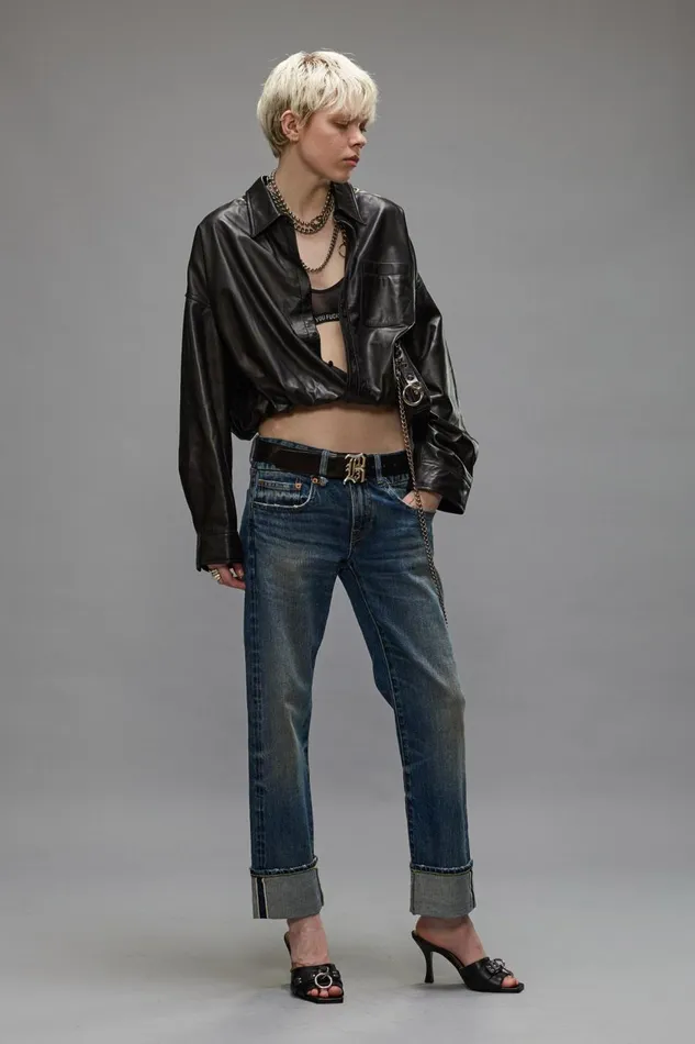 R13 Boy Straight Women CUFFED BOY STRAIGHT JEANS 8211 CAPEL SELVEDGE BLUE