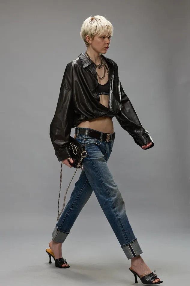 R13 Boy Straight Women CUFFED BOY STRAIGHT JEANS 8211 CAPEL SELVEDGE BLUE