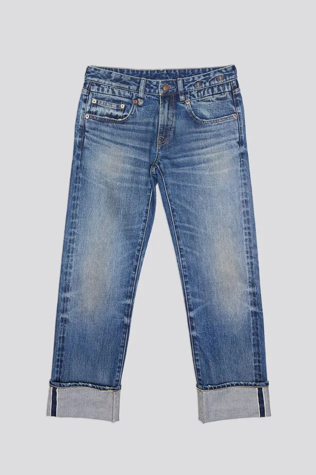 R13 Boy Straight Women CUFFED BOY STRAIGHT JEANS 8211 CAPEL SELVEDGE BLUE