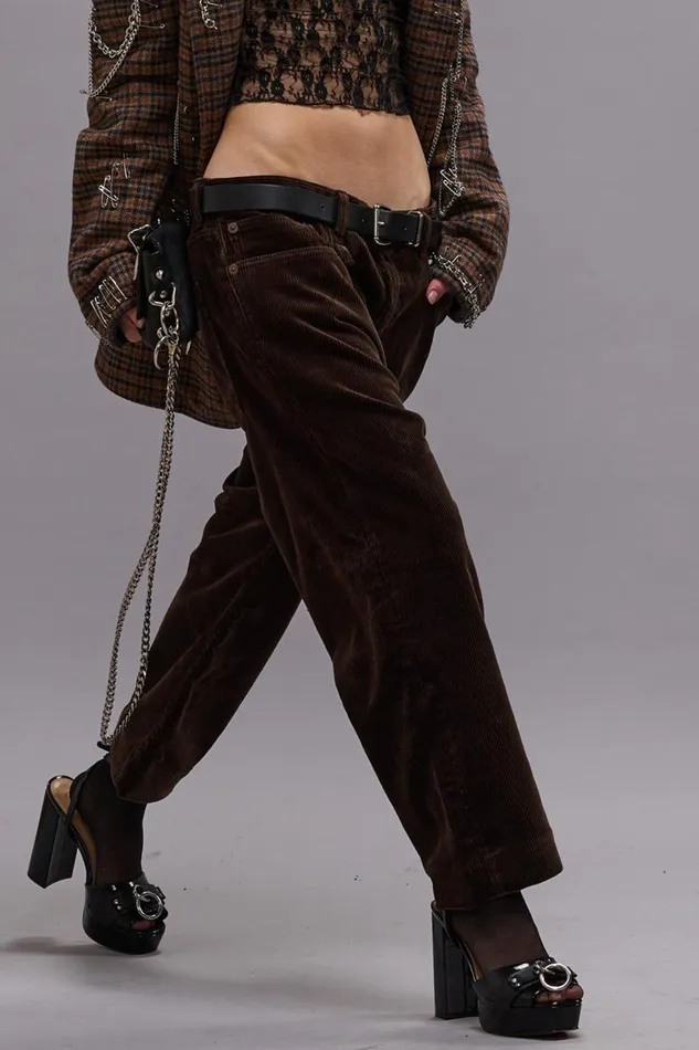 R13 Boyfriend Women XBOYFRIEND JEAN 8211 DARK CHOCOLATE CORDUROY