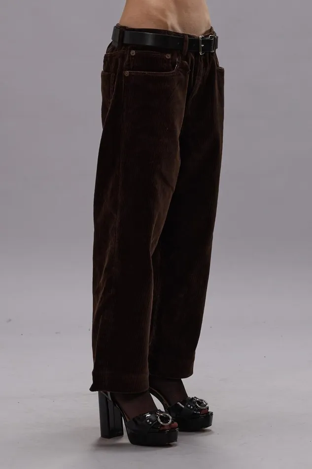 R13 Boyfriend Women XBOYFRIEND JEAN 8211 DARK CHOCOLATE CORDUROY